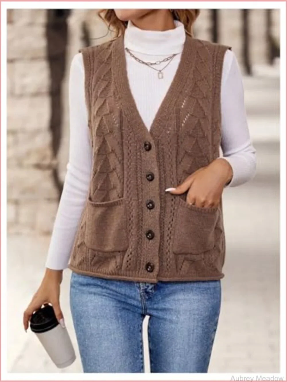 Sweater Vest Button Down Cardigan Sleeveless Knit Top